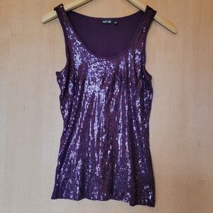 Apt. 9 Purple Sequin Sleeveless Tank Top